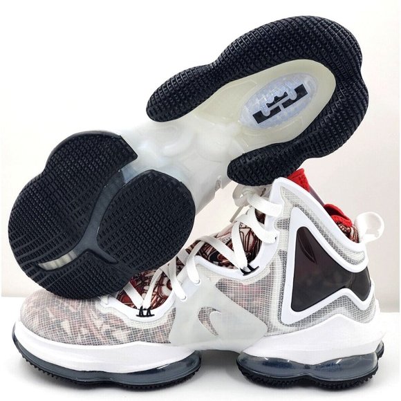 Nike LeBron XIX 19 Sketch White UNIVERSITY Red Mens Size 10 CZ0203-101
